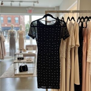 Elegant Black Studded Dress  ~ Sheer